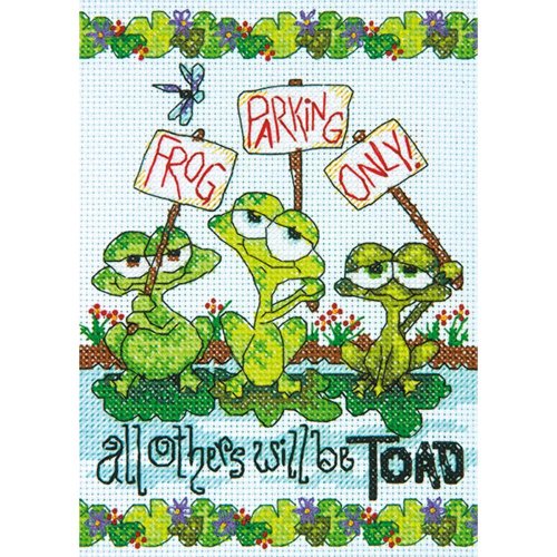 (image for) Mini Frog Parking Counted Cross Stitch Kit